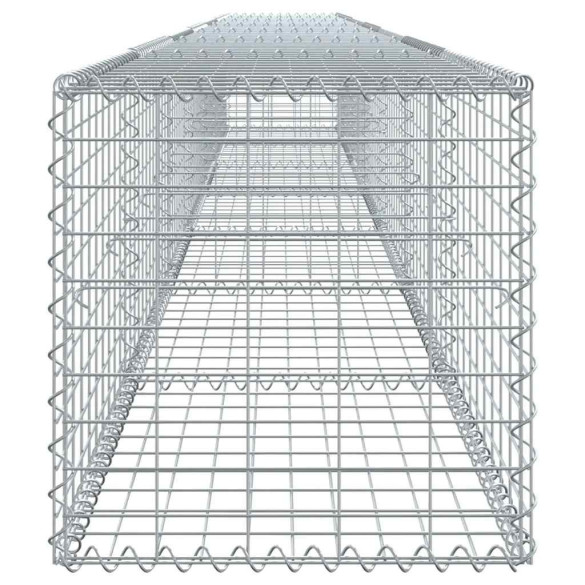 Coș Gabion cu Capac Argintiu 700x50x50 cm - Fier Galvanizat