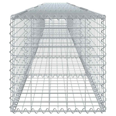 Coș Gabion cu Capac Argintiu 700x50x50 cm - Fier Galvanizat