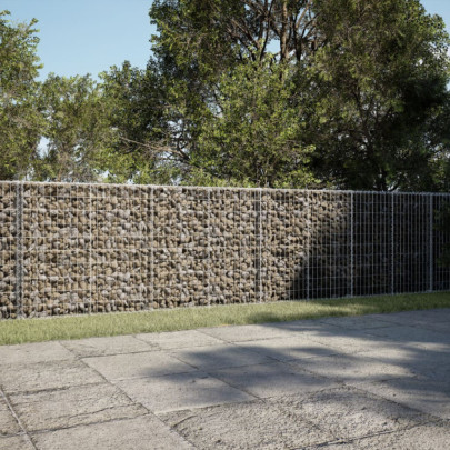 Coș Gabion cu Capac Argintiu 600x50x100 cm - Fier Galvanizat