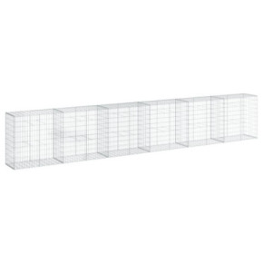 Coș Gabion cu Capac Argintiu 600x50x100 cm - Fier Galvanizat 2