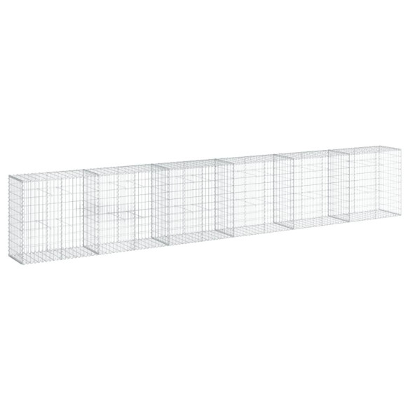 Coș Gabion cu Capac Argintiu 600x50x100 cm - Fier Galvanizat