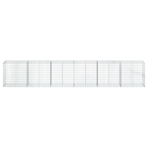 Coș Gabion cu Capac Argintiu 600x50x100 cm - Fier Galvanizat