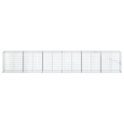 Coș Gabion cu Capac Argintiu 600x50x100 cm - Fier Galvanizat