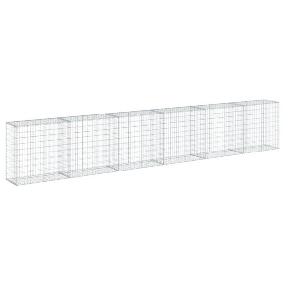 Coș Gabion cu Capac Argintiu 600x50x100 cm - Fier Galvanizat