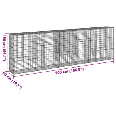 Coș Gabion cu Capace - Fier Galvanizat - 500x50x150 cm