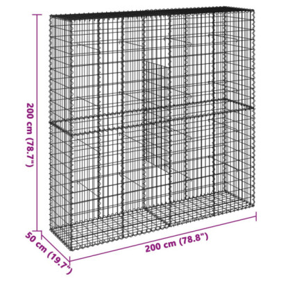 Coș Gabion cu Capace 200x50x200 cm - Fier Galvanizat Durabil