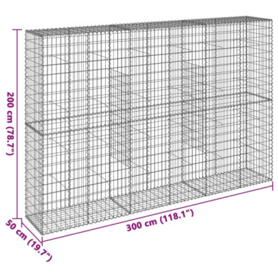 Coș Gabion cu Capac - Fier Galvanizat - 300x50x200 cm