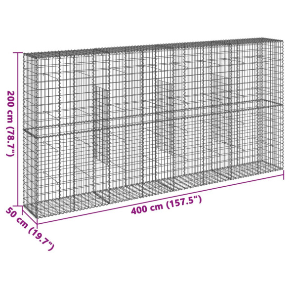 Coș Gabion cu Capac - Fier Galvanizat 400x50x200 cm