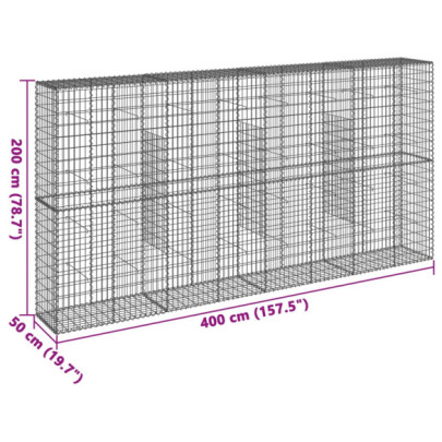 Coș Gabion cu Capac - Fier Galvanizat 400x50x200 cm