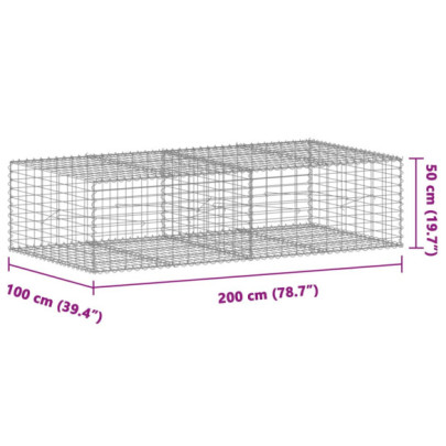 Coș Gabion cu Capac - Fier Galvanizat 200x100x50 cm