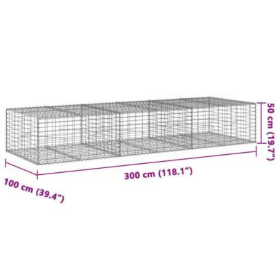 Coș Gabion cu Capac 300x100x50 cm - Fier Galvanizat Rezistent