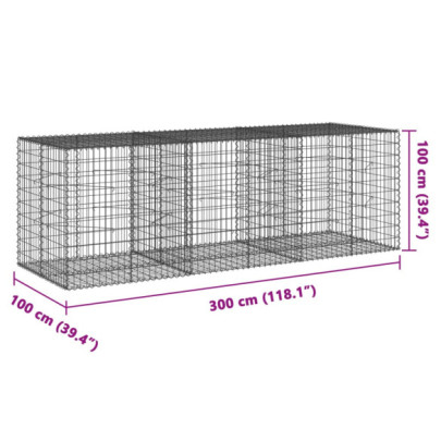 Coș Gabion cu Capace 300x100x100 cm - Fier Galvanizat Rezistent