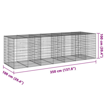 Coș Gabion cu Capac - Fier Galvanizat - 350x100x100 cm