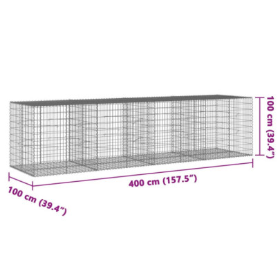 Coș Gabion cu Capac 400x100x100 cm - Fier Galvanizat Rezistent