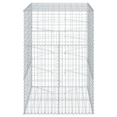 Coș Gabion cu Capac 100x100x150 cm - Fier Galvanizat | Livrare Gratuită