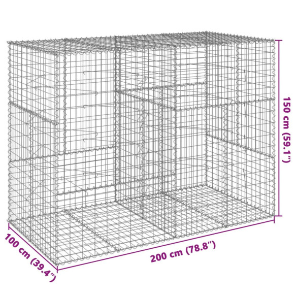 Coș Gabion cu Capac - Fier Galvanizat 200x100x150 cm