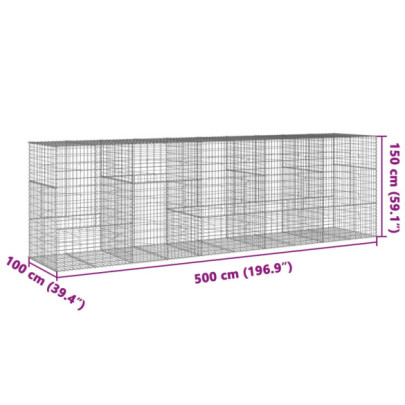 Coș Gabion cu Capac 500x100x150 cm - Fier Galvanizat Rezistent