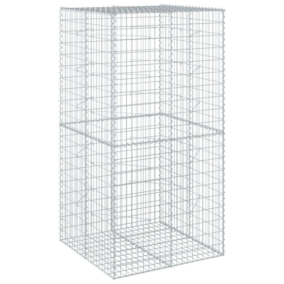 Coș Gabion cu Capac 100x100x200 cm - Fier Galvanizat