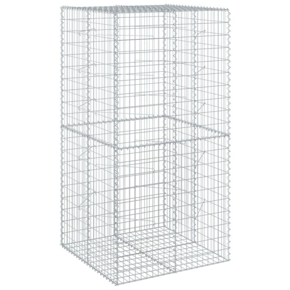 Coș Gabion cu Capac 100x100x200 cm - Fier Galvanizat