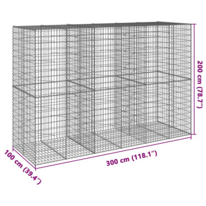 Coș Gabion cu Capac - Fier Galvanizat - 300x100x200 cm