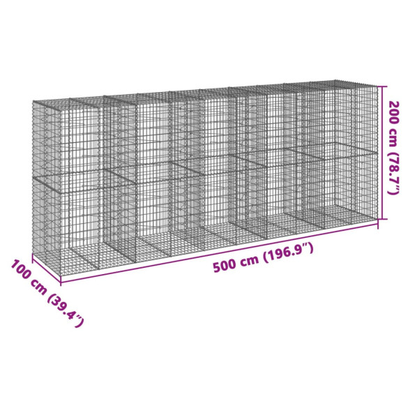 Coș Gabion cu Capac 500x100x200 cm - Fier Galvanizat Rezistent
