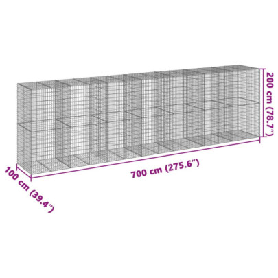 Coș Gabion cu Capac 700x100x200 cm - Fier Galvanizat Rezistent