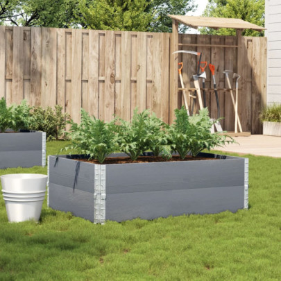 Jardinieră Grădină Gri - Lemn Masiv de Pin 120x80 cm