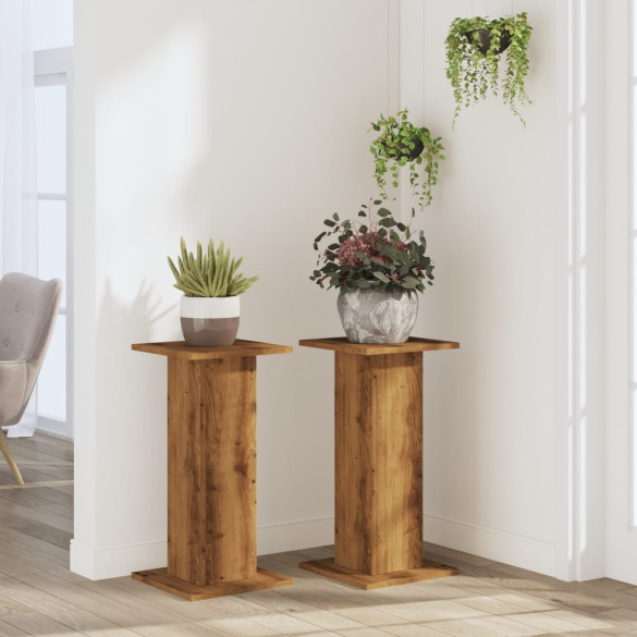 Suporturi Plante din Lemn Stejar - 2 bucăți - 30x30x60cm Suporturi Plante din Lemn Stejar - 2 bucăți - 30x30x60cm