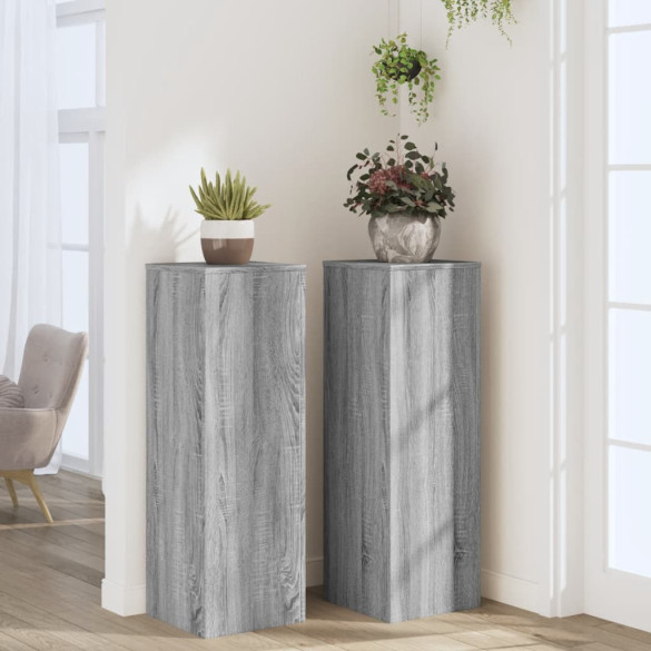 Suporturi Plante Gri Sonoma - 2 buc, Lemn Prelucrat 33x33x100cm Suporturi Plante Gri Sonoma - 2 buc, Lemn Prelucrat 33x33x100cm
