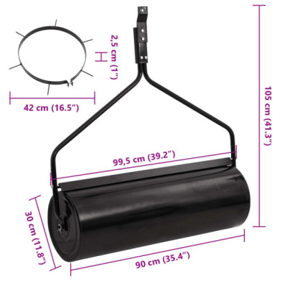 Tăvălug Aerator Gazon cu Cleme - Negru, 63L - Fier