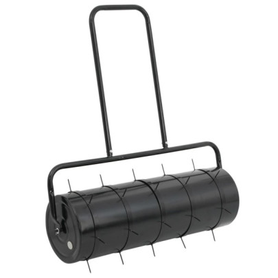 Tăvălug gazon de grădină cleme de aerisire negru 63 L fier/oțel