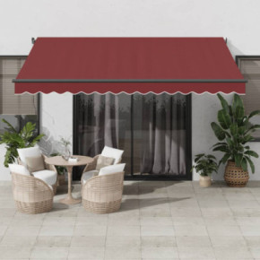 Copertină retractabilă manuală cu LED-uri - Vișiniu 400x300 cm