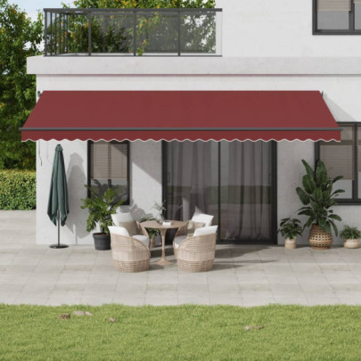 Copertină retractabilă manuală cu LED-uri - Vișiniu 600x300 cm