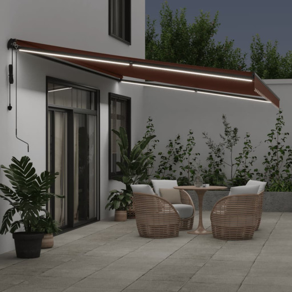 Copertină Retractabilă Automată cu LED-uri - Maro 500x300 cm