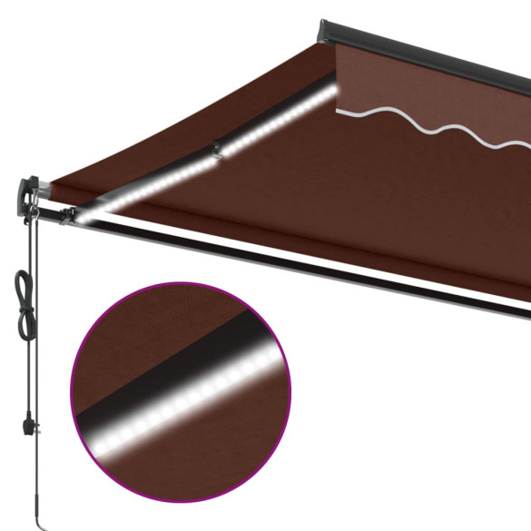 Copertină Retractabilă Automată cu LED-uri - Maro 500x300 cm