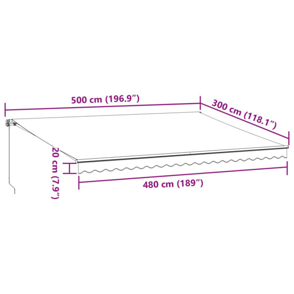 Copertină retractabilă manual 5x3m - Antracit/Alb - Livrare gratuită