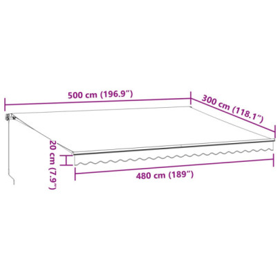 Copertină retractabilă manual 5x3m - Antracit/Alb - Livrare gratuită
