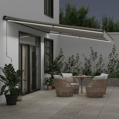Copertină Retractabilă Manuală cu LED - 600x300 cm