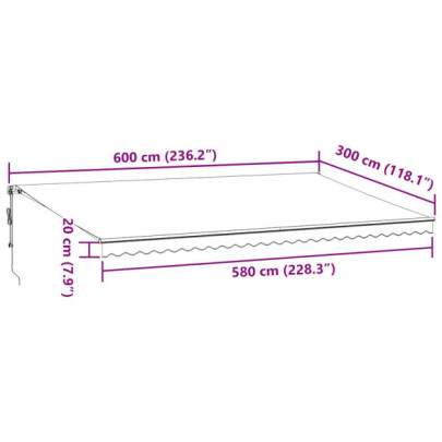 Copertină Automată Retractabilă 6x3m - Antracit/Alb | Livrare Gratuită