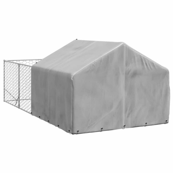 Canisă Câini Exterior 4x2x1.5m cu Acoperiș și Alergare