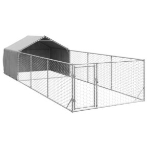 Canisă Câini Exterior 7x2x1.5m cu Acoperiș și Alergare 2