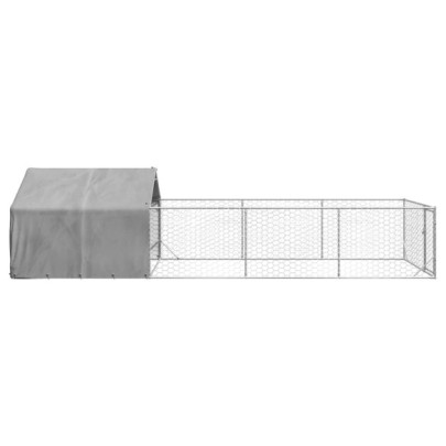 Canisă Câini Exterior 7x2x1.5m cu Acoperiș și Alergare