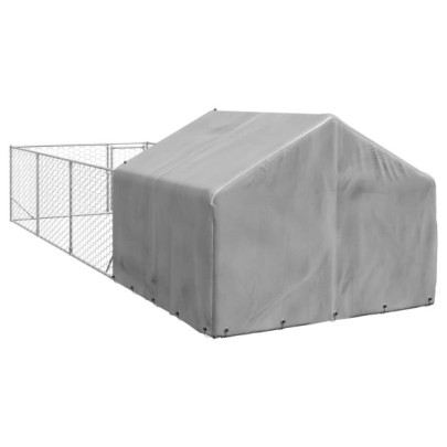 Canisă Câini Exterior 7x2x1.5m cu Acoperiș și Alergare