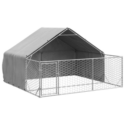 Canisă Câini Exterior 3x3x1.9m Oțel Galvanizat - Livrare Gratuită