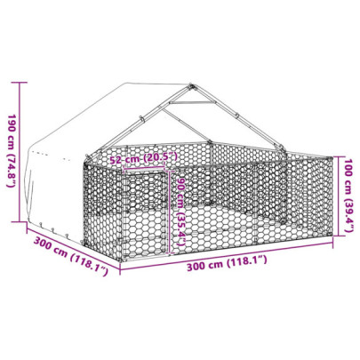 Canisă Câini Exterior 3x3x1.9m Oțel Galvanizat - Livrare Gratuită
