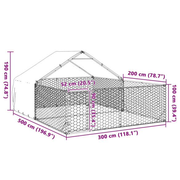 Canisă Câini Exterior 5x3x1,9 m Oțel Galvanizat - Livrare Gratuită