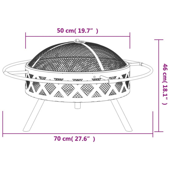 Vatră de Foc XXL 70 cm Oțel - Livrare Gratuită Vatră de Foc XXL 70 cm Oțel - Livrare Gratuită