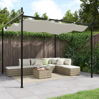 Pergola cu acoperiș retractabil - crem - 295x292x230 cm