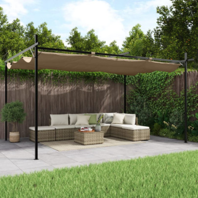 Pergola cu acoperiș retractabil - gri taupe - 395x292x230 cm