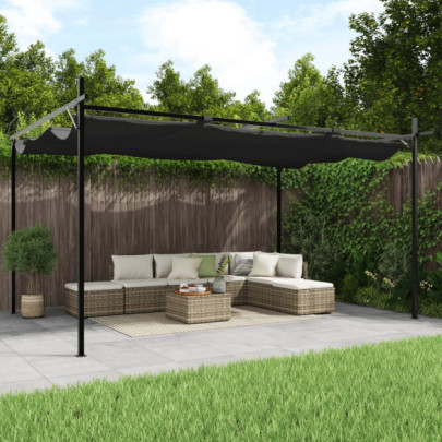 Pergola cu acoperiș retractabil - antracit - 395x292x230 cm